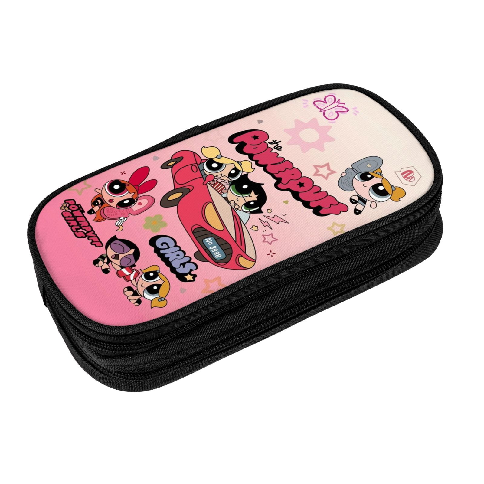 The Powerpuff Gi-rls Pencil Case Large Capacity Pencil Pouch Penbag Office Stationery Organizer Travel Makeup Bag Black