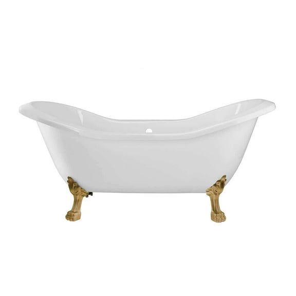 Serenity 72 Inch Acrylic Double Slipper Clawfoot Tub - Rim Drillings - Lion Paw Feet