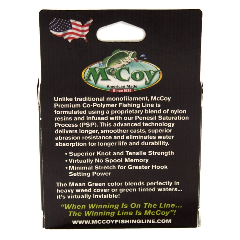 McCoy Mean Green Premium CoPolymer Monofilament Fishing Line (10lb Test  (.012 Dia) - 250 Yards)