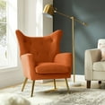 thumbnail image 2 of Velvet Armchair Wingback Home Lounge Single Sofa Upholstered Tufted Accent Chair Golden Leg Living Room Adult Orange, 2 of 7