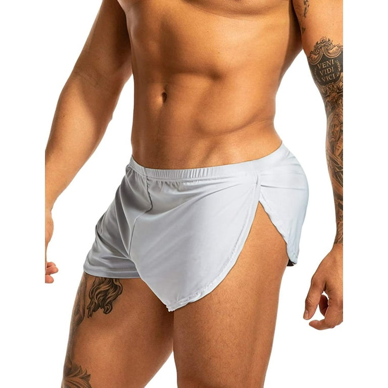 MIZOK Men s Short Sexy Breathable Workout Split Side Boxer Shorts