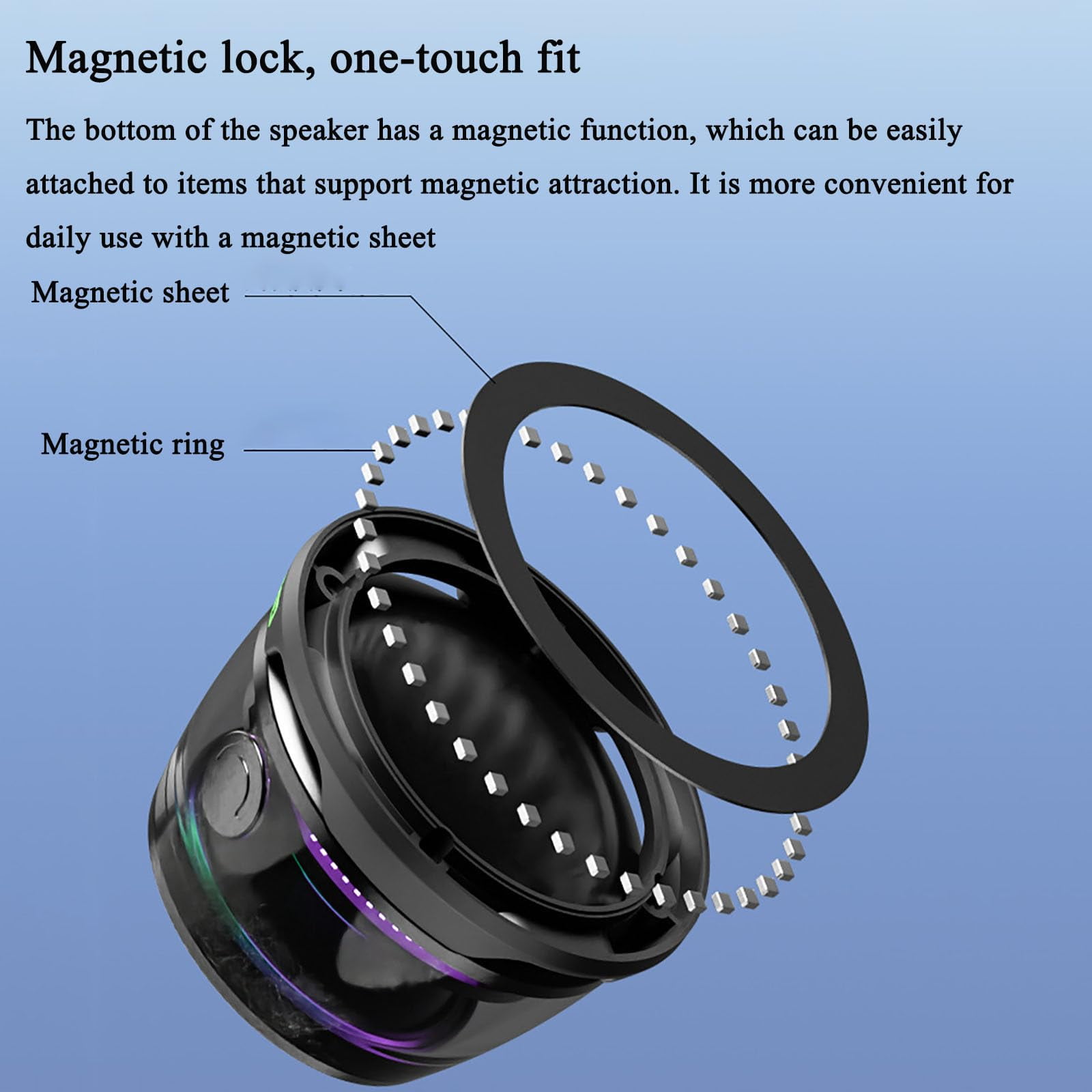 Magnetic Bluetooth Speaker,Multifunctional Portable G200 Speaker with Multi RGB Color Light Show-3D Surround Sound Effect,Phone Stand for iPhone, Android, TWS Pairing