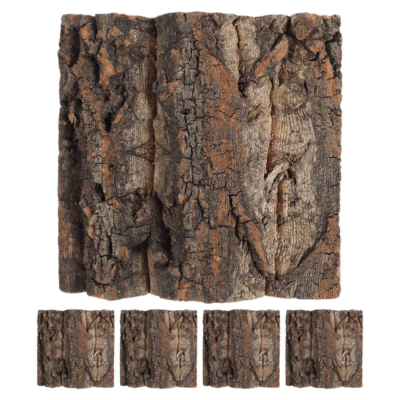 NIAIZEK 5Pcs Terrarium Cork Bark Sheets Reptile Tree Bark Background Safe Natural Light Brown