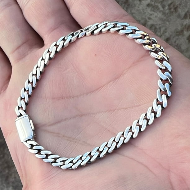 925 Sterling Silver Curb Chain Bracelet, Thick Link Unisex