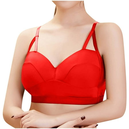Backless Bras for Women Back-Smoothing Bra Feature V-Neck Push-up Bra Style W-952 Red 3XL