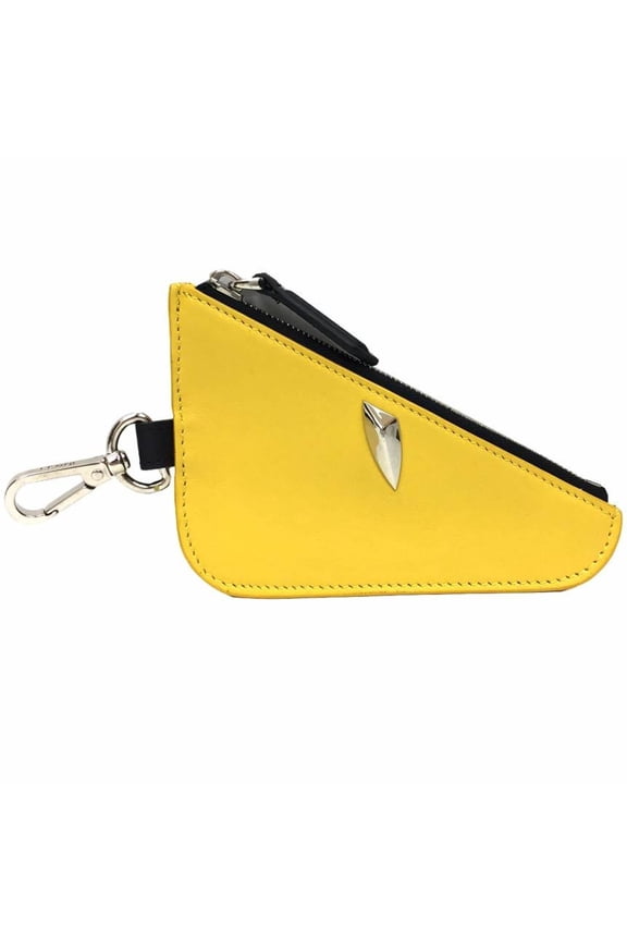 Pre-Owned FENDI Eyes Coin Case, Purse, 7M0251A2FG, Leather, Yellow, Wallet (Good)