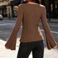 thumbnail image 5 of Womens Bell Long Sleeve Tops Going Out Knitted Pullover Sweater 2025 Fall Fashion Lightweight Winter Shirts, 5 of 6