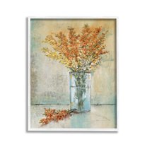 Stupell Industries Orange Sprigs in Vase Botanical & Floral Painting White Framed Art Print Wall Art, 11 x 14