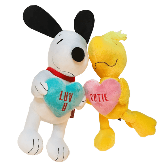 Snoopy and Woodstock Plush Dog Toys with Squeaker and Crinkle Sound - Set of 2