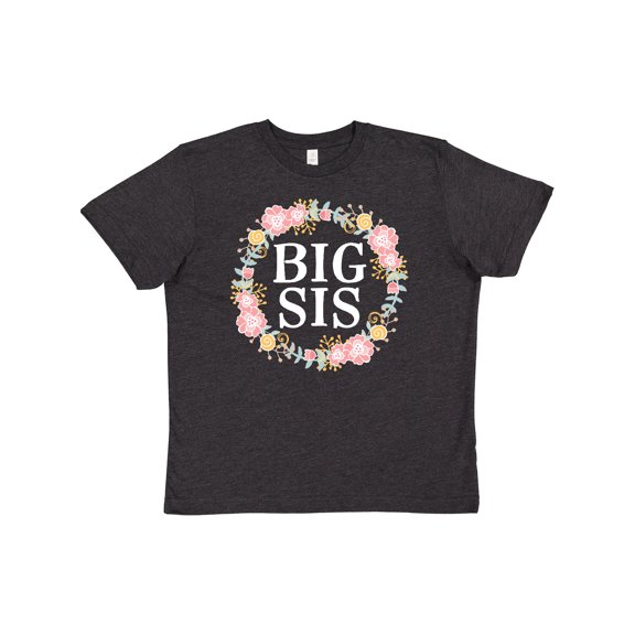 Inktastic Big Sis Rose Floral Wreath Sister Youth T-Shirt