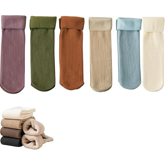 Luviess Fleece Cozy Socks for Women Seniors, Fleececozy Ultra Soft Velvet Slim Thermal Socks, 2025 New Thermal Sock(6 Pairs D)