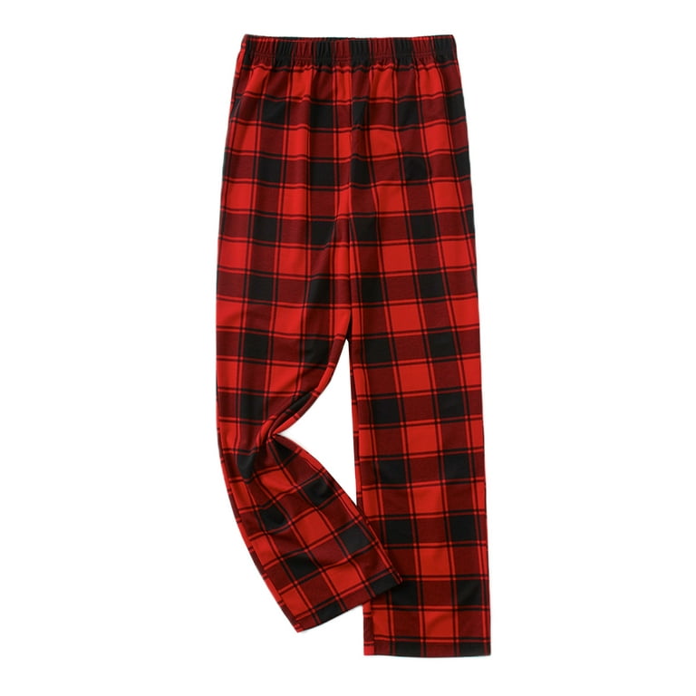 Grianlook Women Loose Christmas Pajama Pants Xmas Straight Leg Lounge Pant  Party Plaid Pj Bottoms Red Child 6-7Y