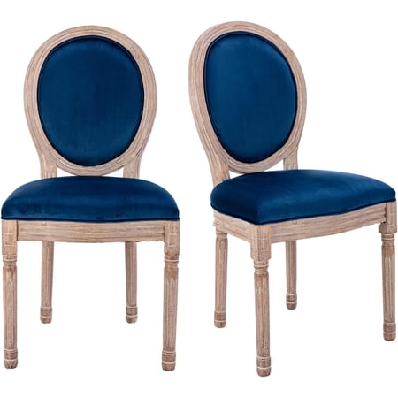 HJTERcbcterFrench Country Dining Chairs Set of 2 Vintage Louis Chairs with Curved Backrest and Beautifully Carved Solid Wood Frame Farmhouse Dining Chairs for Living Room Kitchen Restaurant