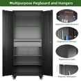 thumbnail image 4 of SUPEER Metal Garage Storage Cabinet with 1 Drawer and Pegboards,71" H Top Workbench Mobile Tool Chests Garage Cabinets with 4 Wheels,Tool Cabinets for Home,Office,Shop，Assembly Required, Black, 4 of 8