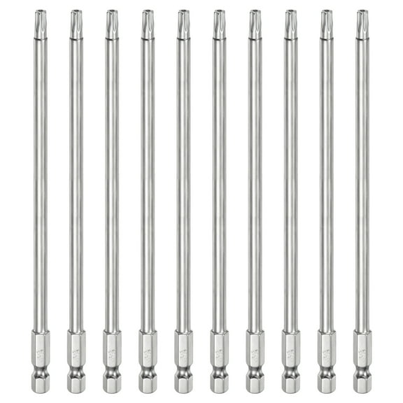 Uxcell 10pcs T25 Security Torx Bit 1/4" Hex Shank 6" S2 Steel Magnetic Tamper Resistant Star Bits Torx Head with Hole