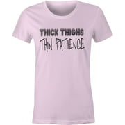 9 Crowns Tees Womens Thick Thighs Thin Patience T-Shirt-Char Heather-3XL