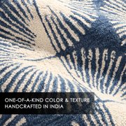 NICOLE MILLER NEW YORK Kendall Slinky Geo Handcrafted Area Rug, 100% Wool Rug, Navy Blue, 9'x12'