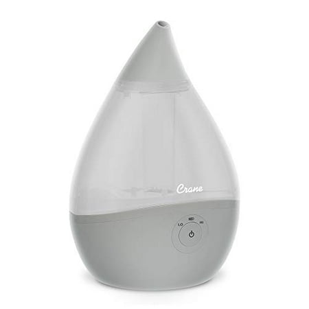 Crane Droplet Ultrasonic Cool Mist Humidifier, 0.5 Gallon, 250 Sq Ft Coverage, Optional Vapor Pad Slot, Air Humidifier for Plants Home Bedroom Baby Nu