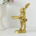 thumbnail image 5 of Easter Decor Clearance! Golden Bunny Figurine Jewelry Ring Tray Decorative Easter Statue Ornament Animal Sculpture Home Table Decor, 5 of 6