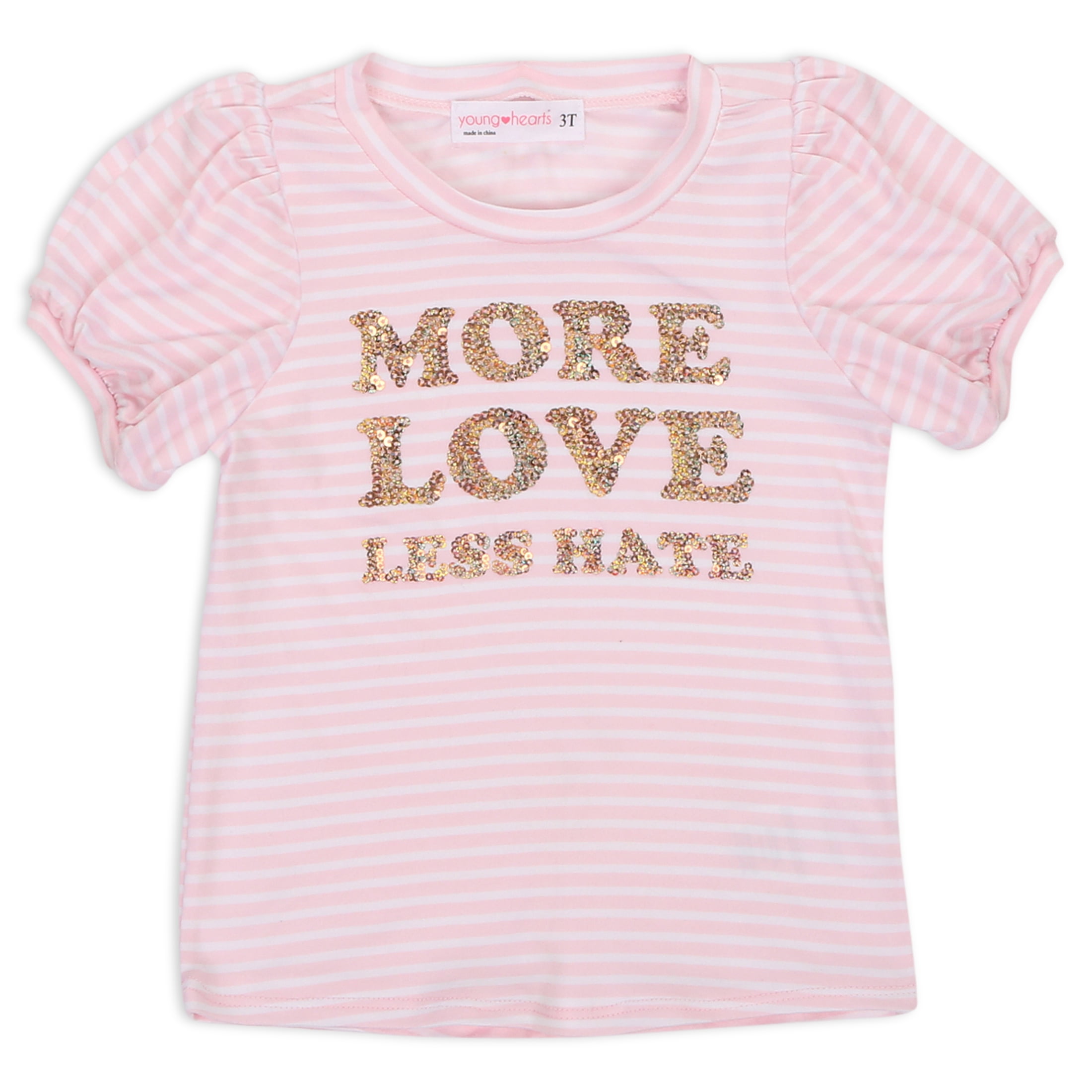 Young Hearts Toddler Girl 3Pk Short Sleeve Tees, Size 2T-4T