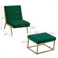 thumbnail image 6 of Modern Velvet Upholstery Chair with Ottoman, Uplostered Arm Chair with Footrest and Gold Metal Frame, Comfy Side Leisure Chair Living Room Bedroom Chair for Living Reading Room Bedroom Office, Green, 6 of 7