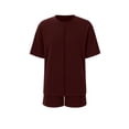 thumbnail image 5 of Womens Oversized Loungewear Two Piece Outfits Casual Lounge Shorts Sets Baggy Summer Short Sleeve Plain Matching Set Wine, XL, 5 of 7