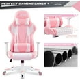 thumbnail image 6 of Furniwell Gaming Racing Computer PC Office Desk Chair - Adjustable Swivel High Back Carbon Fiber Style PU Leather Executive Ergonomic With Headrest and Lumbar Support (Pink), 6 of 17