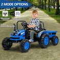 thumbnail image 2 of Historyli 12V Electric Ride on Tractor with RC Dump Trailer, 35w Dual Motors, Parent Remote Control, Safety Belt & LED Lights,Ride on Toys for Ages 37+ Months,Blue, 2 of 7