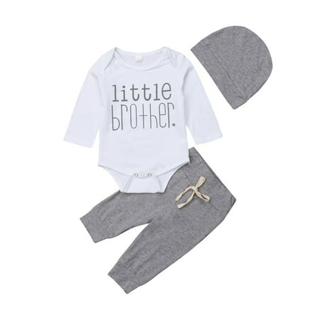 

Little Brother Newborn Baby Boy Tops Long Sleeve Romper Jumpsuit Bodysuit Long Pants Clothes Outfit Set 6-12 Months