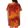 thumbnail image 3 of Picia Autumn Leaf Pajamas Sets for Women Soft Short-Sleeved Pjs with Lounge Shorts Two Piece Sleepwear-, 3 of 9