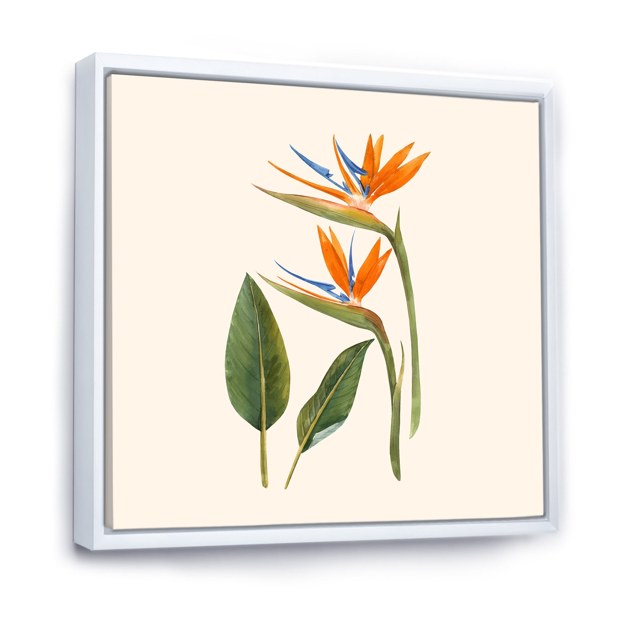 Designart 'Ancient Strelitzia Flowers' Traditional Framed Canvas Wall Art Print