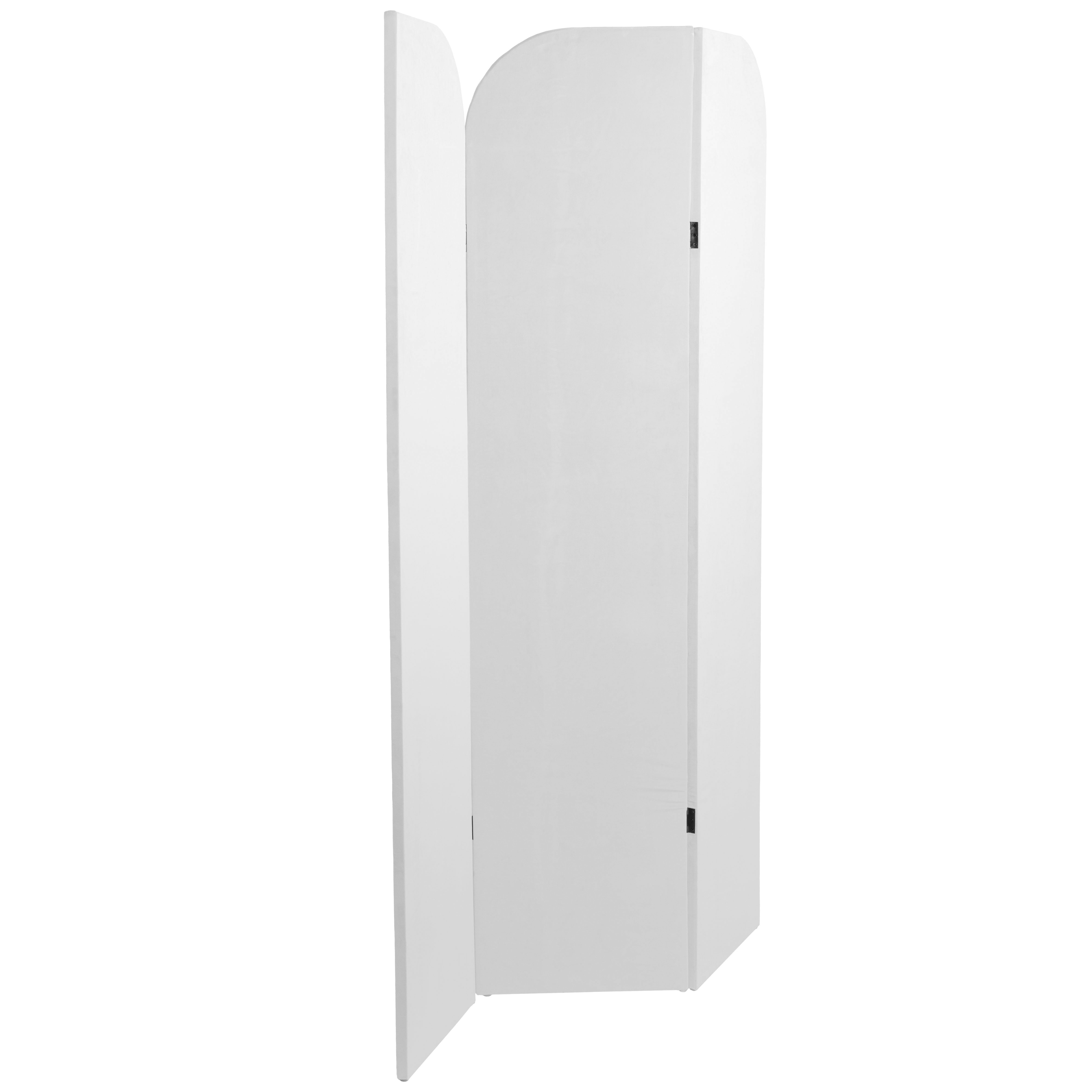 6 ft. Modern Arch Velvet Room Divider White 3 Panel