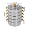 thumbnail image 2 of 5-Tier Stainless Steel Steamer Pot, 1.32Gal Large Capacity Cooking Pot with Clear Lid Anti-scald Handle, for Gas Induction Cooker Kitchen, 2 of 15