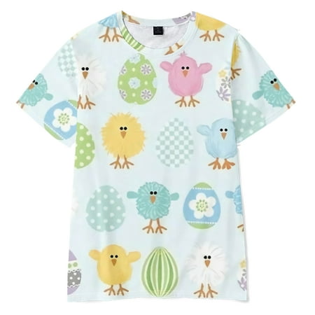 

Easter Printing Children Harajuku Fashion Short-Sleeved Casual Top(C01-Size 120)