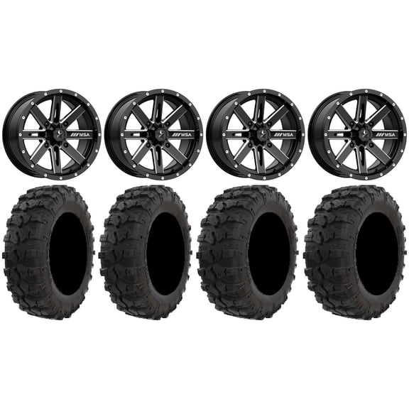 MSA Milled Boxer 14" UTV Wheels 29" Dual Threat Tires Polaris RZR XP 1000 / PRO XP / Ranger XP 900/1000