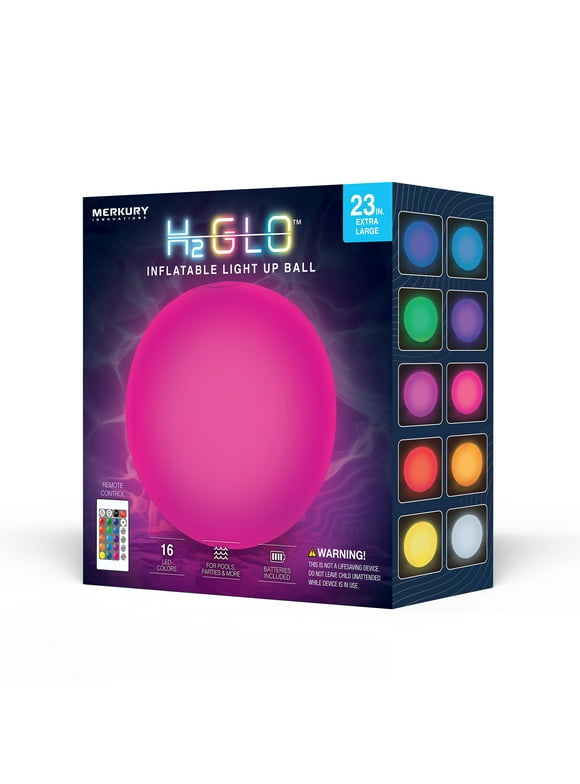 Merkury Innovations H2GLO 23.6" Inflatable LED Light-Up Ball with Remote Control (16 Colors + Effects)
