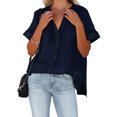 thumbnail image 2 of SAYOO , camisetas de manga corta para mujer, Color sólido/estampado, verano, cuello en V, blusas casuales sueltas, blusa, ropa de calle SAYOO Moda, 2 of 9