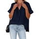 thumbnail image 2 of VISgogo, camisetas de manga corta para mujer, Color sólido/estampado, verano, cuello en V, blusas casuales sueltas, blusa, ropa de calle VISgogo moda, 2 of 9