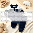 thumbnail image 3 of Soepste Boys 2 Piece Outfits Baby Stripe Romper Elastic Waist Cuffed Trousers Suit Breathable Gentleman Toddler Outfit（Blue,0-3 Months）, 3 of 4