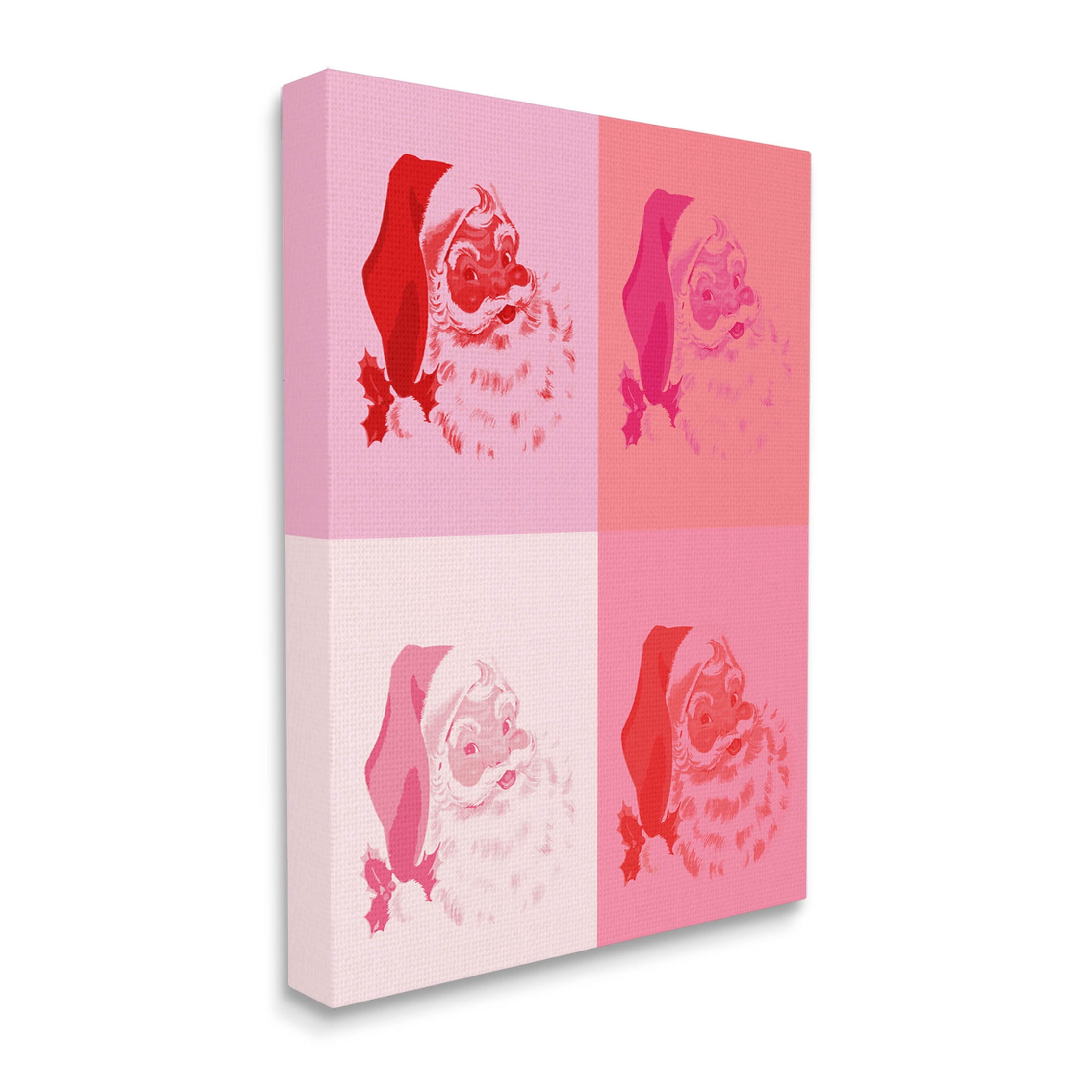 Pop Style Pink Santa Claus Holiday Graphic Art Gallery Wrapped Canvas Print Wall Art