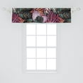 thumbnail image 2 of Tropical Window Valance, Jungle Leaves Ornaments Exotic Botanical Composition Modern Bloom, Curtain Valance for Kitchen Bedroom with Rod Pocket, 54" X 18", Dark Fuchsia and Dark Grey, by Ambesonne, 2 of 2