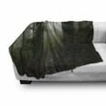thumbnail image 3 of Forest Soft Flannel Fleece Throw Blanket, Mysterious Woods Fog Wilderness Rural Untouched Vegetation Transylvania, Cozy Plush for Indoor and Outdoor Use, 50" x 70", White Green Brown, by Ambesonne, 3 of 6
