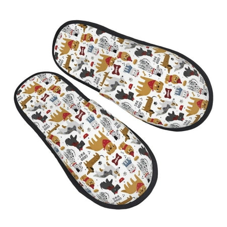 

House Slippers for Women Men - Cute Dog woof Puppy Soft House Shoes Fuzzy Slippers Lightweight Slip-On Cozy House Slippers for Woman Indoor Outdoor