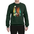 thumbnail image 2 of Trippy California Redwoods Forest Fox Silhouette | Mens Fashion Crewneck Graphic Sweatshirt, Forest Green, X-Large, 2 of 4