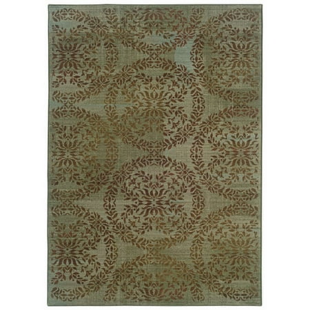 - Sphinx Nadira Area Rugs - 1330L Transitional Casual Blue Floral Leaves Vines Circles Rug