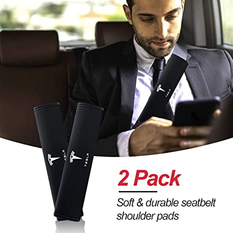  LANFAT for Tesla Seat Belt Pad Cover,Leather Seat Belt