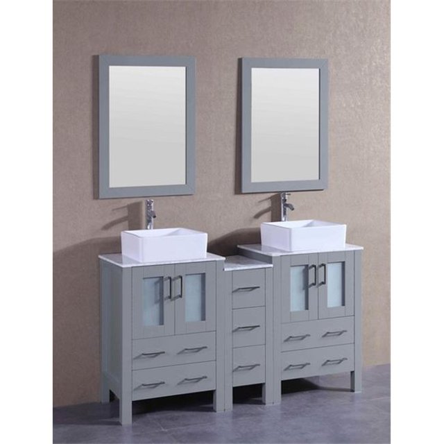 Mercury Import Group AGR224CBECM1S 60 in. Bosconi Double Vanity Set - Gray