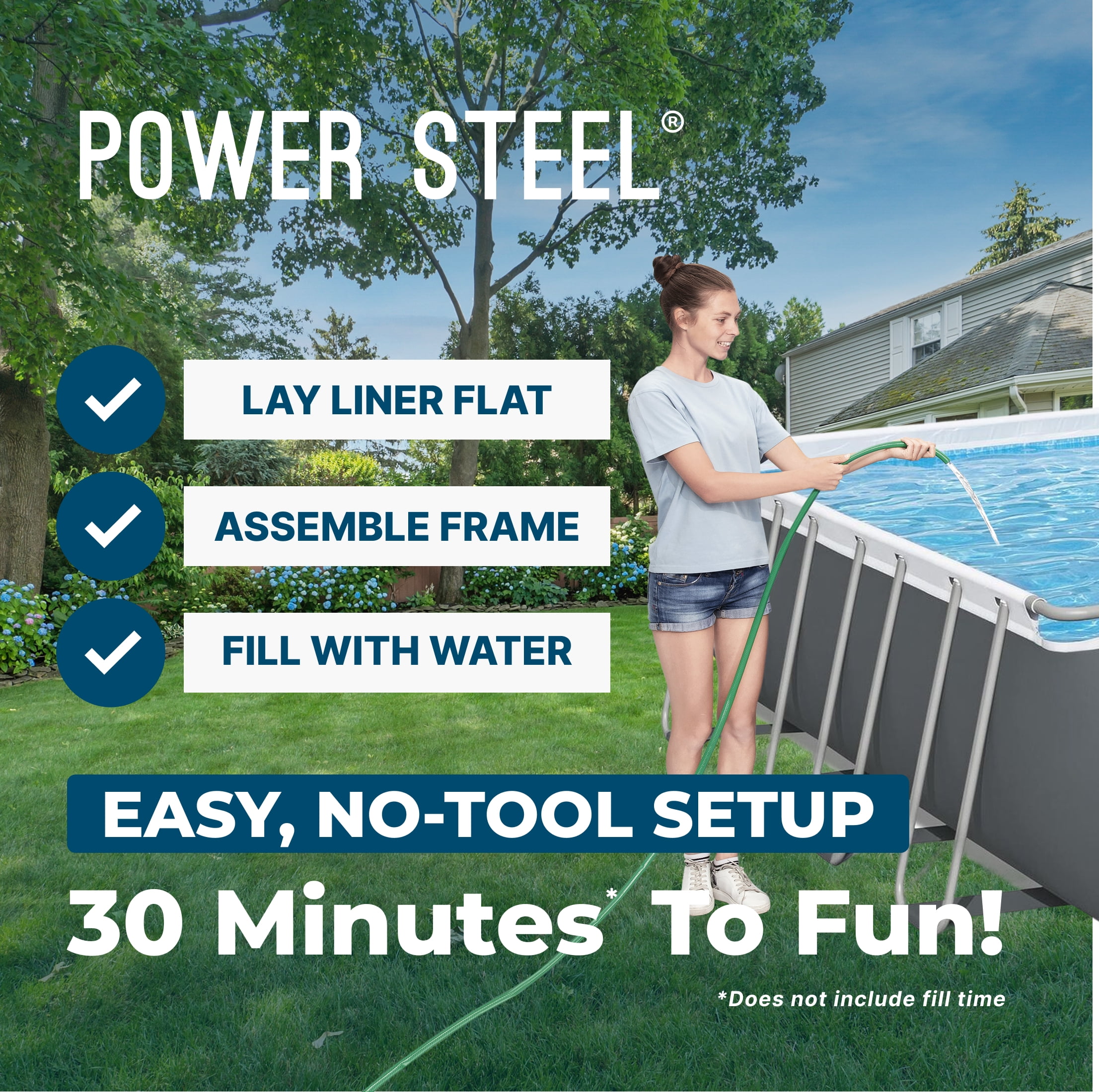 Bestway Power Steel Metal Frame Above Ground Pool - 31.3' x 16' x 52", Gray