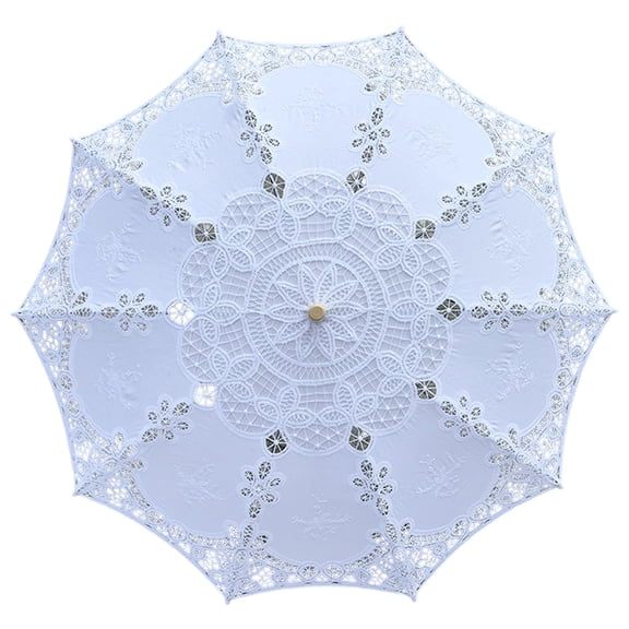 Embroidered Parasol Cotton Lace Detailing Perfect For Outdoor Activities Photo Wedding Umbrella
