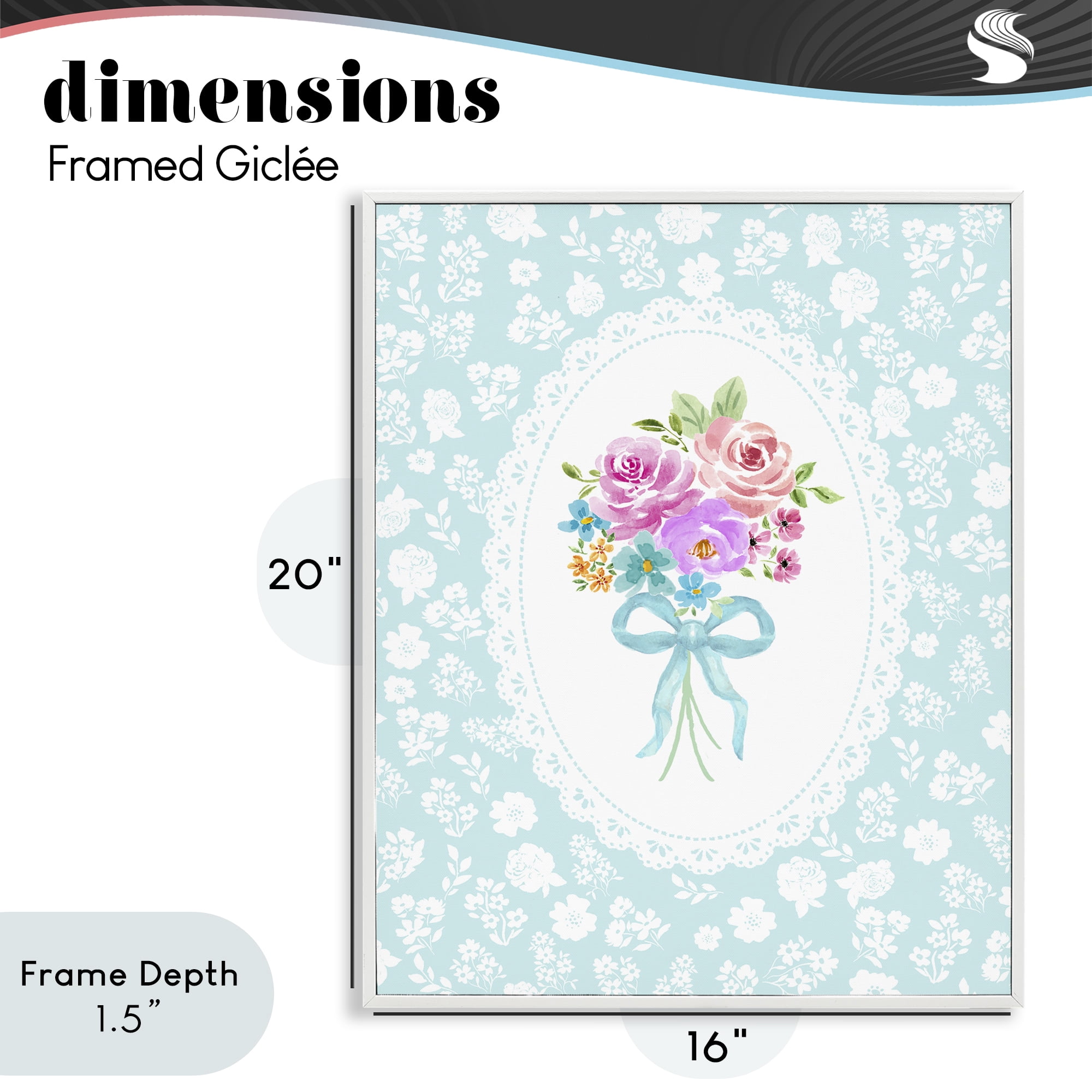 Stupell Industries Aqua Feminine Bouquet White Framed Giclee Art, design by Corinne Haig
